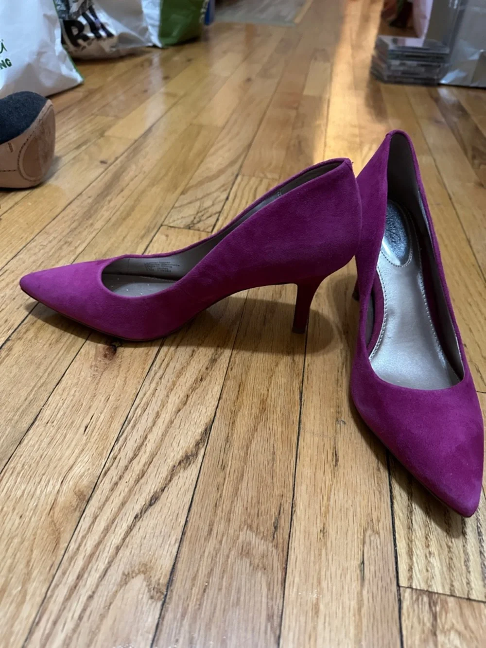 Suede Pointed-Toe Pumps in Deep Magenta - Women - Picture 2 of 6